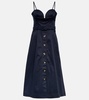 Belted cotton-blend midi dress