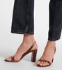 85 snake-effect leather slingback sandals