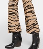 Tiger-print wool-blend flared pants