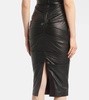 Ruched leather midi dress