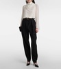 Cara draped high-neck silk top