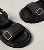 Debossed leather platform sandals