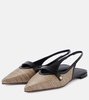 Leather-trimmed slingback flats
