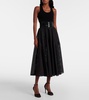 Cotton-blend midi skirt