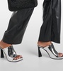 High-rise faux leather straight pants