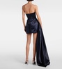 Asymmetric satin corset dress