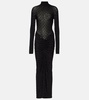 Embellished ruched jersey maxi dress