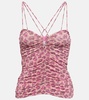 Leila printed ruched jersey top