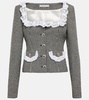 Lace-trimmed checked tweed jacket