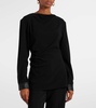 Alexis faux leather-trimmed crêpe top