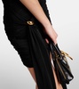 Embellished draped jersey miniskirt
