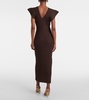 Trey ruffled ribbed-knit gown