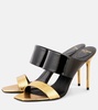PB patent and mirrored leather mules