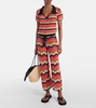 Cotton crochet wide-leg pants