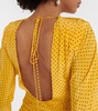 Polka-dot ruffled silk minidress