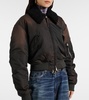 Cropped faux fur-trimmed bomber jacket