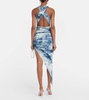 Printed cut-out midi dress