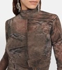 Printed high-neck gown