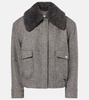 Faux fur-trimmed wool-blend jacket