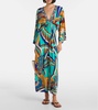 Draped printed jersey maxi dress