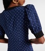 Bow-detail polka-dot silk minidress