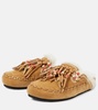 Journey faux fur-trimmed suede mules