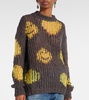 Embroidered open-knit sweater