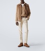 Mid-rise cotton-blend slim pants