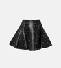 Eyelet embellished leather miniskirt