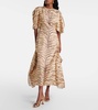 Printed silk midi dress