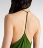 Gathered asymmetric jersey midi dress