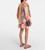 Printed oversized cotton-blend shirt