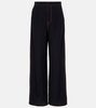 Tailored wool-blend georgette wide-leg pants