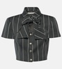 Pinstripe cropped wool-blend jacket