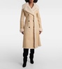 Shearling-trimmed suede coat