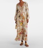 Floral shirred silk maxi dress