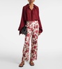Leda printed silk wide-leg pants