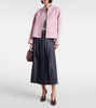 Vale pleated denim midi skirt