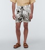 Printed cotton and linen shorts