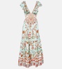 Floral tiered linen maxi dress