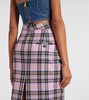 Plaid wool midi skirt