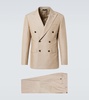 Double-breasted wool, linen, and silk suit