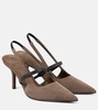 Monili suede slingback pumps
