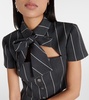 Pinstripe cropped wool-blend jacket