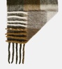 Logo fringed checked scarf