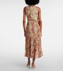 Floral plissé georgette midi dress