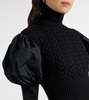 Fune taffeta-trimmed wool-blend sweater