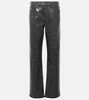 Sloane mid-rise leather straight pants