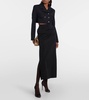 Stretch cady pencil midi skirt