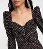 Polka-dotted silk midi dress